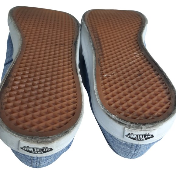 Vans Authentic Unisex Canvas Lace Up Low Top Floral Chambray Blue Size 7 - Picture 9 of 11